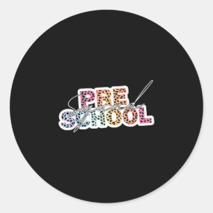Preschool squad team pre-k crew leopard back classic round sticker