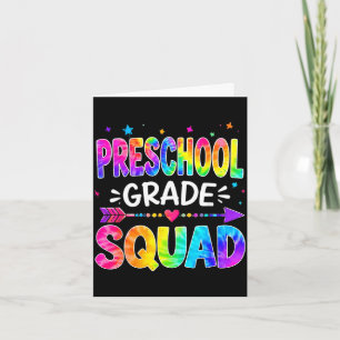 Preschool squad team tie dye back to school card
