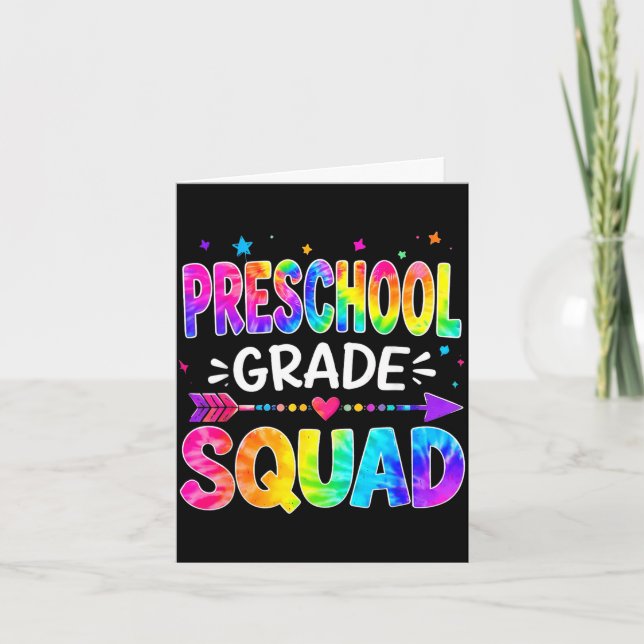Preschool squad team tie dye back to school card (Front)