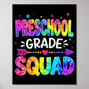 Preschool squad team tie dye back to school poster