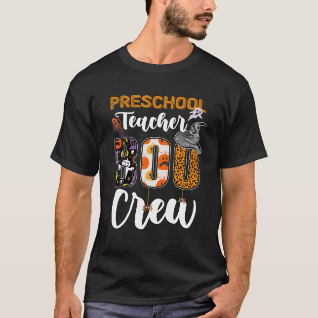 Preschool Teacher Boo Crew Funny Halloween Matchin T-Shirt (Front)