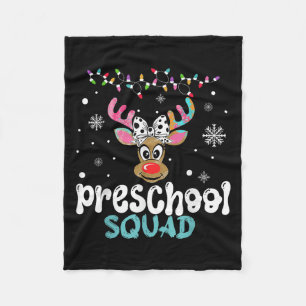 Preschool Teacher Christmas Preschool Squad Reinde Fleece Blanket
