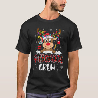 Preschool Teacher Crew Funny Reindeer Teacher Chri T-Shirt