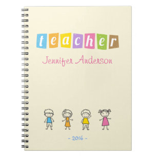 Preschool Teacher Cute Pencil Illustrations Spiral Notebook