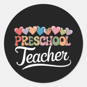 Preschool Teacher First Day Groovy Back To School Classic Round Sticker