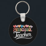 Preschool Teacher First Day Groovy Back To School  Key Ring<br><div class="desc">Preschool Teacher First Day Groovy Back To School</div>
