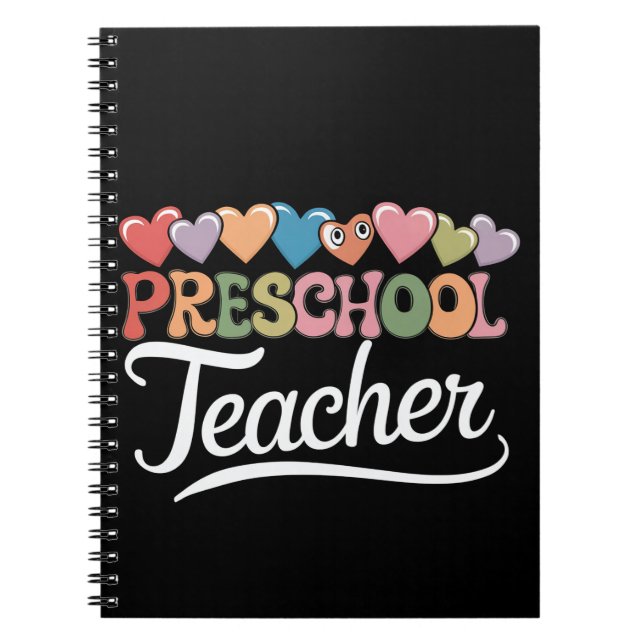 Preschool Teacher First Day Groovy Back To School  Notebook (Front)
