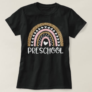 Preschool Teacher Leopard Rainbow Back To School T-Shirt
