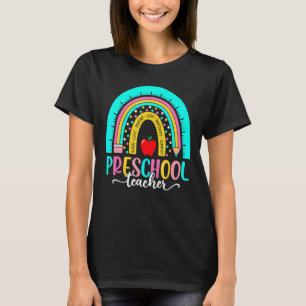 Preschool Teacher Leopard Rainbow First Day Back T T-Shirt