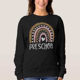 Preschool Teacher Leopard Rainbow Teacher Back To  Sweatshirt