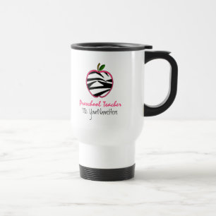 Preschool Teacher Mug - Zebra Print Apple