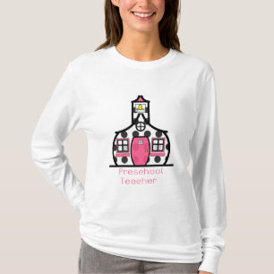 Preschool Teacher Polka Dot Schoolhouse T-Shirt