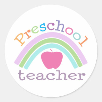 Preschool Teacher Rainbow Classic Round Sticker