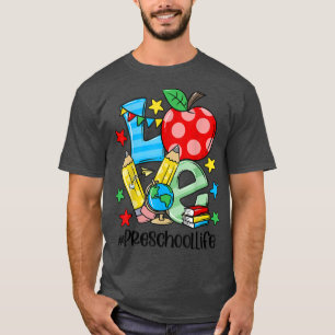 Preschool Teacher Student Happy First Last 100 Day T-Shirt
