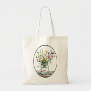 Preschool Teacher Wildflowers in Mason Jar Tote Bag