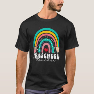 Preschool Teachers Kindergarten Squad Rainbow Back T-Shirt