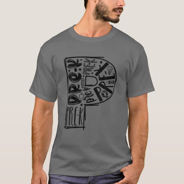 Preschool Typography Teacher T-Shirt (Front)