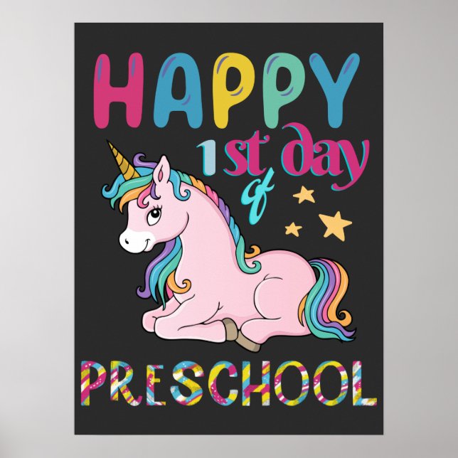 Preschool Unicorn First Day Of School  Poster (Front)