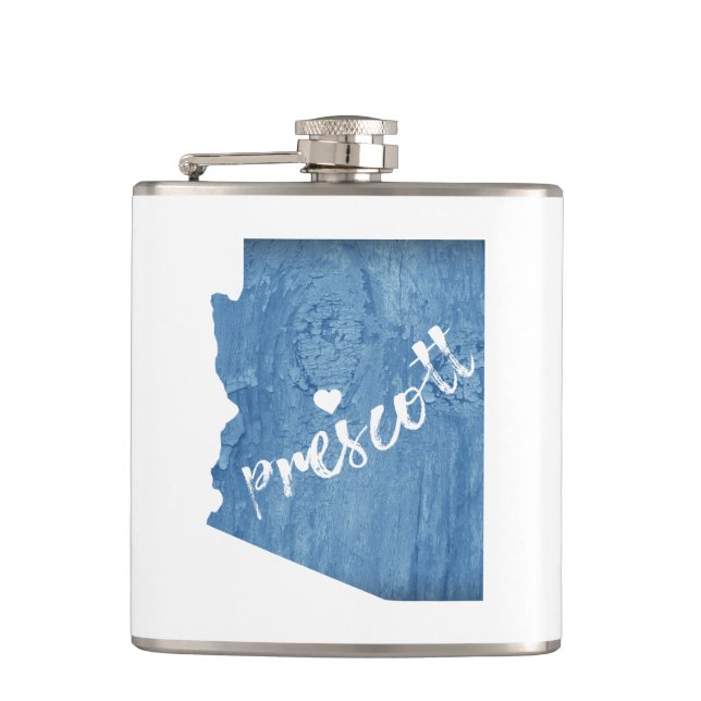 Prescott Arizona Wood Grain Hip Flask (Front)