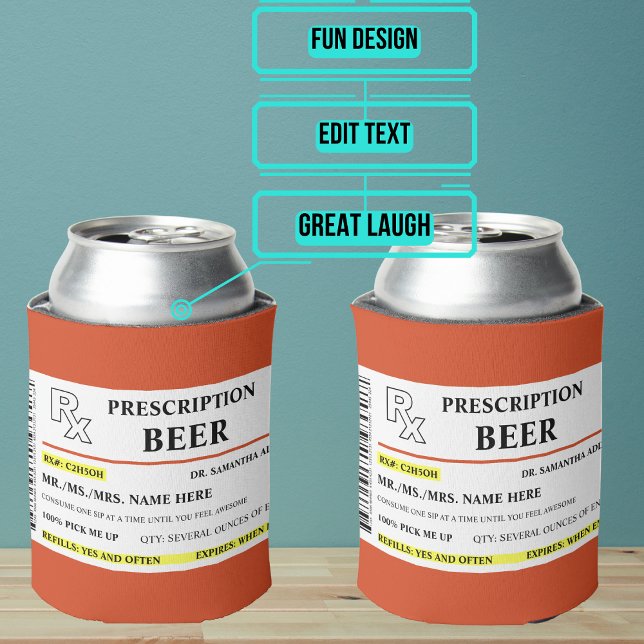 Prescription Beer Can Cooler (The prescription medicine bottle is unique and certain to get a laugh.)