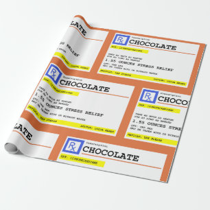 Prescription Chocolate Pattern Humorous Wrapping Paper
