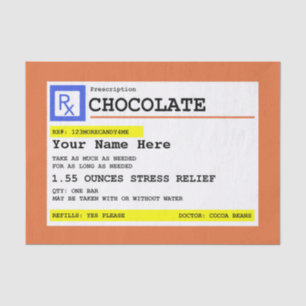 Prescription Chocolate Personalised   Tissue Paper