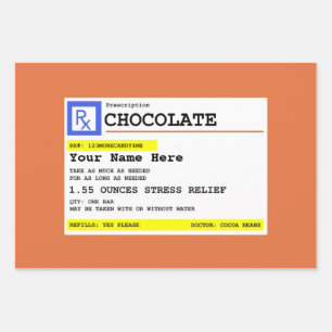 Prescription Chocolate Personalised  Wrapping Paper Sheet