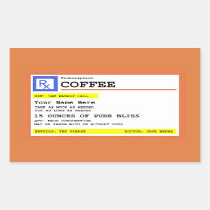 Prescription Coffee Label Personalised Rectangular