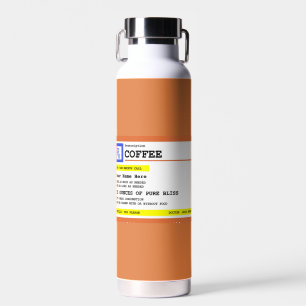 Prescription Coffee Label Personalised  Water Bottle