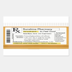 Prescription for Coffee Rectangular Sticker