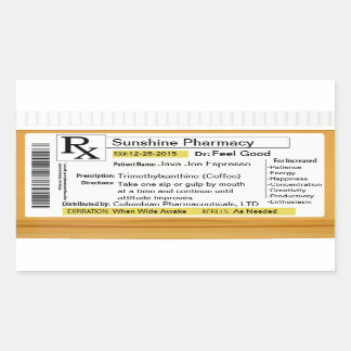 Prescription for Coffee Rectangular Sticker