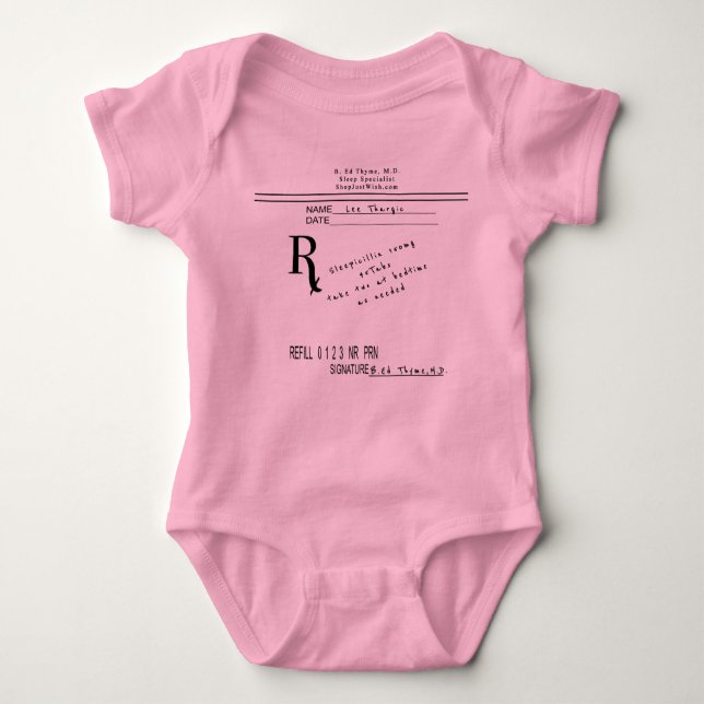 Prescription Pad - Sleepicillin by B. Ed Thyme MD Baby Bodysuit (Front)