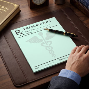 Prescription RX Pad Editable Doctor Caduceus