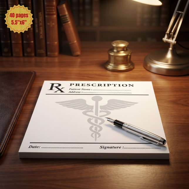Prescription RX Pad Editable Doctor Caduceus  (Custom Prescription RX Pad Editable Doctor Caduceus
)