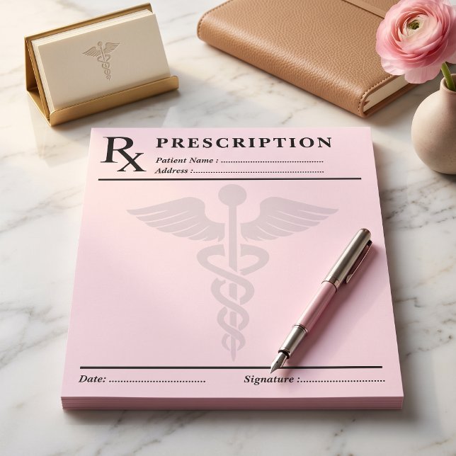 Prescription RX Pad Editable Doctor Caduceus (Custom Prescription RX Pad Editable Doctor Caduceus)