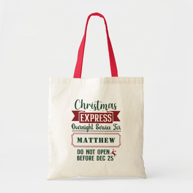 Present From Santa Personalised Christmas Gift Tote Bag (Front)
