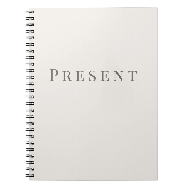 Present – Minimal Typography Notebook (Front)