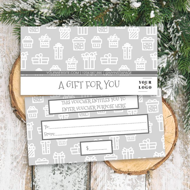 Present Pattern My Company Custom Business Logo (Logo branded christmas gift certificates by Busy Business Bee)