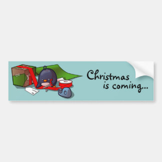 Present-Wrapping Penguin Bumper Sticker
