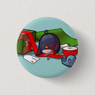 Present-Wrapping Penguin Button