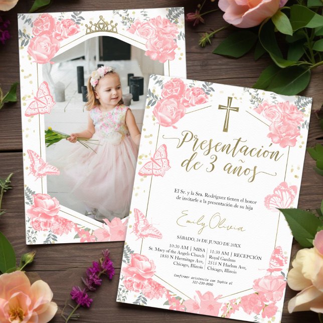 Presentación 3 años Photo Invitation Butterfly (Creator Uploaded)