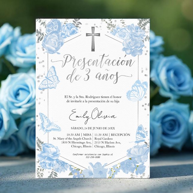 Presentación 3 años Spanish Invitation Butterfly (Creator Uploaded)