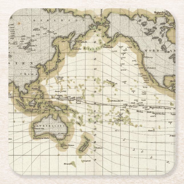 presentation isodynamic lines square paper coaster (Front)