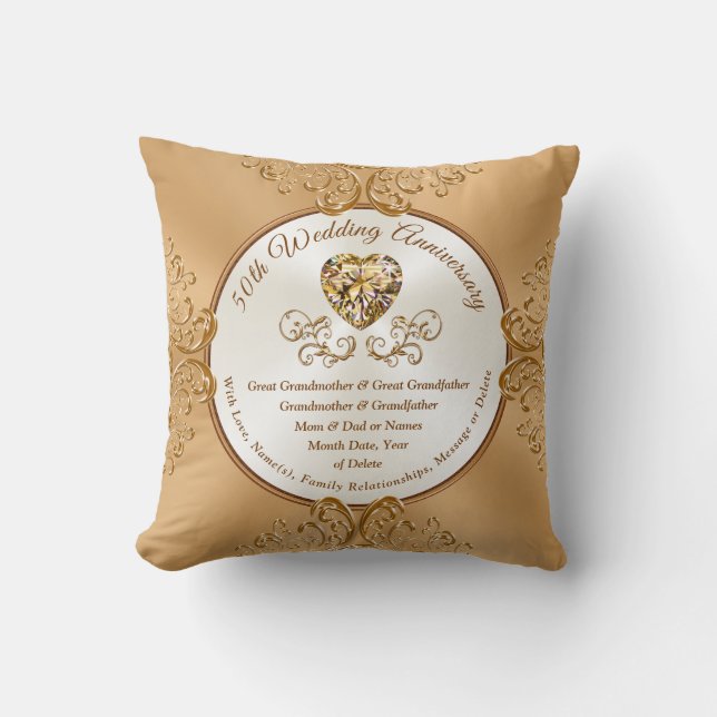 Presents for Golden Wedding Anniversary Cushion (Front)