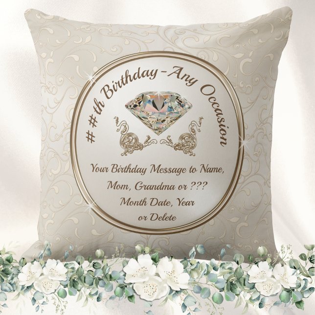Presents for Ladies Who Have Everything, Birthday Cushion (60th Birthday gifts for mom from daughter. 70th birthday gift ideas for her. 75th birthday gifts. )