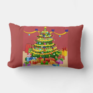 Presents under Christmas Tree Reversible Lumbar Cushion