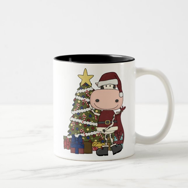 Presents Under the Christmas Tree - Cow Two-Tone Coffee Mug (Right)