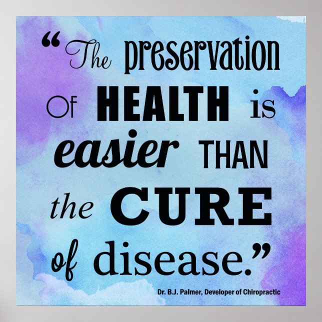 Preservation of Health Chiropractic Quote Poster (Front)