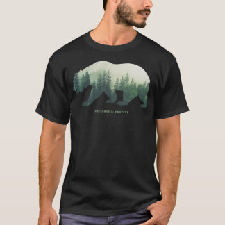 Preserve  Protect Nature Double Exposure Bear Silh T-Shirt