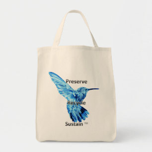 Preserve, recycle, sustain wine tote bag